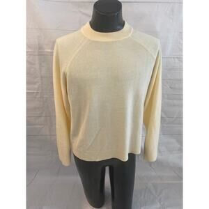 Karen Scott Pastel Yellow Sweater Mock Neck Zip Back Women’s XL - 21” P2P EUC